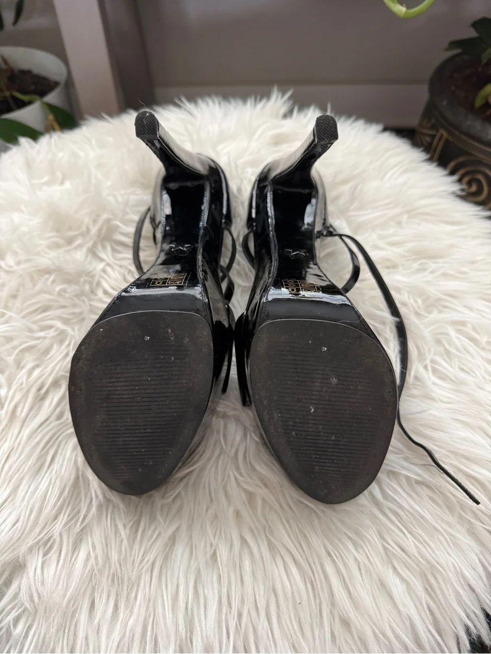 Kurt Geiger Black Patent Strappy High-Heel Sandals